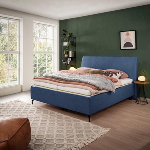 Stauraumbett ADA TRENDLINE Serina Comfort Betten Gr. Struktur fein TCM Kopfteilhöhe: 90cm-Kopfteilhöhe: 90cm, Liegefläche B/L: 160 cm x 200 cm Betthöhe: 45 cm, Gewicht bis: 0 kg + 0 kg kein Härtegrad + kein Härtegrad, ohne Matratze, blau (dunkelblau tcm