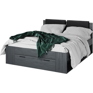 Stauraumbett HELVETIA Galaxy Betten Gr. Liegefläche B/L: 160 cm x 200 cm Betthöhe: 45 cm, kein Härtegrad, grau (carbon) Stauraumbetten mit 1 Bettschublade am Fußende