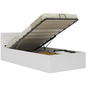 Stauraumbett Hydraulisch Weiß Kunstleder 100×200 cm