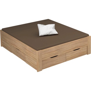 Stauraumbett RAUCH Aditio Betten Gr. Liegefläche B/L: 160 cm x 200 cm Betthöhe: 50 cm, kein Härtegrad, ohne Matratze, braun (struktureichefarben hell) Bett Bettgestell Polsterbetten Stauraumbett Stauraumbetten Betten ohne Kopfteil, inklusive Schubkästen