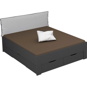 Stauraumbett RAUCH Aditio Betten Gr. Liegefläche B/L: 160 cm x 200 cm Betthöhe: 50 cm, kein Härtegrad, ohne Matratze, grau (graumetallic) Stauraumbetten inklusive Kopfteil und Schubkästen