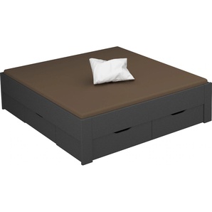 Stauraumbett RAUCH Aditio Betten Gr. Liegefläche B/L: 180 cm x 200 cm Betthöhe: 50 cm, kein Härtegrad, ohne Matratze, grau (graumetallic) Stauraumbetten ohne Kopfteil, inklusive Schubkästen