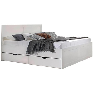 KOMHTOM Bett Truhe, 140 x 200 cm mit Kopfteil, gepolstertes Doppelbett mit  Stauraum unter Bett, Bettgestell, Lattenrost aus Holz (ohne Matratze)