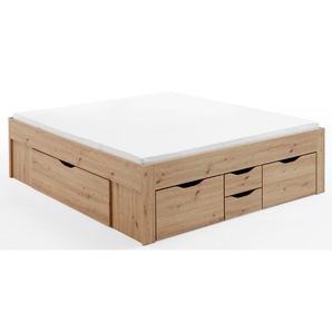 Stauraumbett RELITA Betten Gr. mit Topper-Optik-Doppeltuchbezug 100% Polyester-mit Reißverschluss-Bezug abnehmbar und waschbar-Anzahl der Federn/qm²: 108-gerollte Lieferung, Liegefläche B/L: 180 cm x 200 cm Betthöhe: 20,5 cm, H3 + H3,