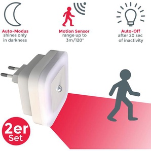 Steckdosenleuchte B.K.LICHT BK_GD1133 LED Nachtlicht 2er Set, Flurlicht mit Bewegungsmelder, Weiß Leuchten weiß Klemmleuchte und Steckdosenleuchte Steckdosenlicht, 3 meter Reichweite