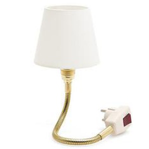 Steckerleuchte Stiletto messing braun, Designer Stiletto, Schirm 10 cm