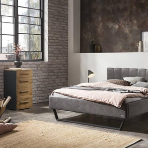 Hasena Polsterbett Stefano, Bezugsfarbe: Buffalo shale, Metallfarbe: Anthracit, verschiedene Größen