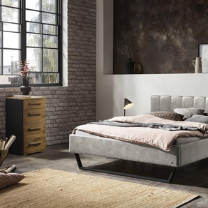 Hasena Polsterbett Stefano, Bezugsfarbe: Buffalo grey, Metallfarbe: Anthracit, verschiedene Größen