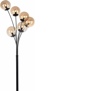 Stehlampe ANDAS Nymölla Lampen Gr. Höhe: 198,0 cm, schwarz Standleuchte Stehlampe Standleuchten mit großen amberfarbigen Glaskörpern, lackiert Oberfläche