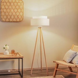 Stehlampe Boho Duolla, Holz hell, für Schlafzimmer, Holz, Stehlampe 89743