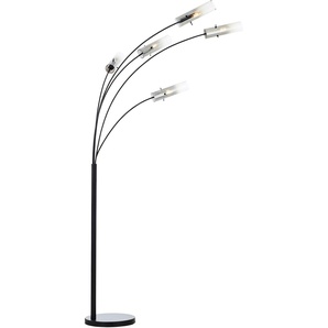 Stehlampe BRILLIANT Glasini Lampen Gr. 5 flammig, Höhe: 200,00 cm, 1 St., schwarz (schwarz matt, rauchglas) Standleuchten 200 x 30 73 cm, 5 E14, MetallRauchglas, matt