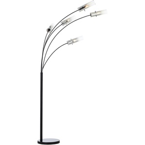 Stehlampe BRILLIANT Glasini Lampen Gr. Höhe: 200,00 cm, schwarz (schwarz matt, rauchglas) Bogenlampe Bogenlampen