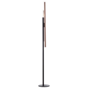 Stehlampe BRILLIANT LEUCHTEN Cembalo Lampen Gr. 3 flammig, Ø 20 cm Höhe: 148 cm, schwarz (alufarben, schwarz, kaffee) Stehlampe Standleuchte Standleuchten mit Fußdimmer, 2100 Lumen 3000 Kelvin, warmweiß 1,5m Höhe