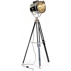 Stehlampe BRILLIANT CINE Lampen Gr. 1 flammig, Ø 45 cm Höhe: 175 cm, silberfarben Standleuchten dreibeinig schwarzchrom, E27 max. 60W, MetallGlas, höhenverstellbar