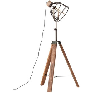 Stehlampe BRILLIANT Matrix Wood Lampen Gr. 1 flammig, Ø 72 cm Höhe: 163 cm, schwarz (schwarz stahlfarben) Standleuchte Stehlampe Standleuchten