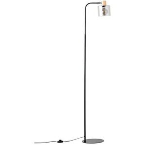 Stehlampe BRILLIANT LEUCHTEN Weald Leuchten Gr. 1 flammig, Höhe: 160 cm, schwarz (schwarz, rauch, holz) Standleuchte Stehlampe Standleuchten Höhe 160 cm, E27, MetallGlasHolz, schwarzrauchholz