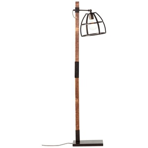 Stehlampe BRILLIANT Matrix Wood Lampen Gr. 1 flammig, Höhe: 141 cm, schwarz (schwarz stahlfarben, holzfarben) Standleuchte Stehlampe Standleuchten 141 cm Höhe, 45 Ausladung, E27, schwenkbar, StahlHolz