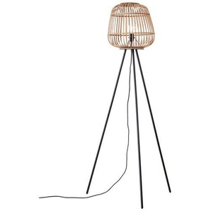 Stehlampe BRILLIANT Nikka Lampen Gr. 1 flammig, Ø 76 cm Höhe: 155 cm, schwarz (schwarz, natur) Standleuchte Stehlampe Standleuchten