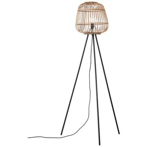 Stehlampe BRILLIANT Nikka Lampen Gr. 1 flammig, Ø 76 cm Höhe: 155 cm, schwarz (schwarz, natur) Standleuchte Stehlampe Standleuchten