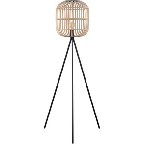 Stehlampe EGLO BORDESLEY Lampen Gr. 1 flammig, Ø 35 cm Höhe: 139 cm, schwarz (schwarz, natur) Standleuchten