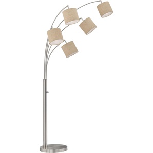 Stehlampe FISCHER & HONSEL Annecy Lampen Gr. 5 flammig, Höhe: 180 cm, grau (nickelfarben) Bogenlampe Bogenlampen