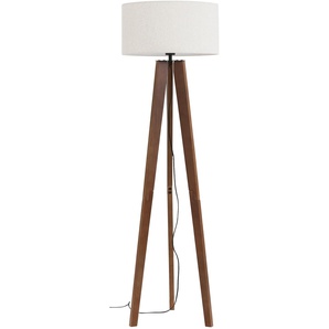 Stehlampe HOME AFFAIRE Davos Leuchten Gr. 1 flammig, Ø 45 cm Höhe: 149 cm, braun (braun, naturweiß, beige, dunkelbraun, rostbraun, hellbeige) Standleuchte Standleuchten Lampen mass. Holz, Dreibein, Leinenschirm Stoff - Schirm Ø 45 cm, H 149 cm