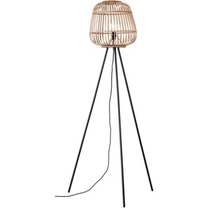 Stehlampe HOME AFFAIRE Grazay Lampen Gr. 1 flammig, Ø 76,00 cm Höhe: 155,00 cm, schwarz (natur, schwarz) Standleuchten dreibeinige Standleuchte mit 1,55m Höhe, Schirm aus Rattan