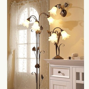 Stehlampe HOME AFFAIRE Lisanne Lampen Gr. 3 flammig, Ø 56 cm Höhe: 160 cm, braun (braun, goldfarben) Bürolampe Designlampe Esszimmerlampe Flurlampe Küchenlampe Standleuchte Tischlampe Standleuchten Stehleuchten