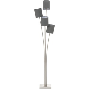 Stehlampe HOME AFFAIRE Rivera Lampen Gr. 4 flammig, Höhe: 160 cm, 1 St., grau (nickelfarben, grau) Standleuchte Standleuchten Lampen Stehleuchte mit Stoff Schirmen, verstellbar