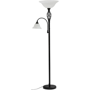 Stehlampe HOME AFFAIRE Rudi Lampen Gr. 2 flammig, Ø 40 cm Höhe: 178 cm, schwarz-weiß (schwarz, naturweiß) Standleuchte Stehlampe Standleuchten Lampen Deckenfluter im Landhaus - Stil, Leselicht getrennt schaltbar