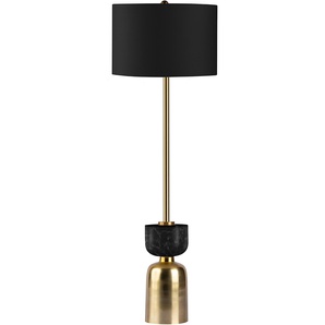 Stehlampe KAYOOM Ceres Lampen Gr. 1 flammig, Ø 30,5 cm Höhe: 127 cm, schwarz (schwarz matt) Standleuchte Stehlampe Standleuchten Stehlampe, Sockel in Material-Mix aus Marmor und Eisen, Stoffschirm