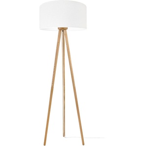 Stehlampe LEONIQUE Elibana, Made in Europe Lampen Gr. Ø 50,00 cm Höhe: 154,00 cm, beige (natur) Standleuchten Dreibein aus Massivholz, mit hochwertigem Schirm, Skandinavischer Stil