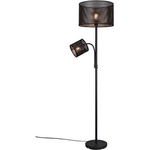 Stehlampe LEONIQUE Jules Leuchten Gr. 2 flammig, Ø 40 cm Höhe: 172,5 cm, schwarz Stehlampe Standleuchten Stehleuchte mit Lesearm, Wiener Geflecht, getrennt schaltbar