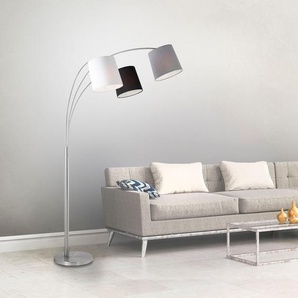 Stehlampe LEUCHTEN DIREKT MELVIN Lampen Gr. 3 flammig, Ø 19 cm Höhe: 190 cm, silberfarben Standleuchten weiß, grau, schwarz, Kippschalter an der Stehleuchte, Metall u. Stoff