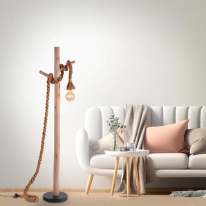 Stehlampe LEUCHTEN DIREKT ROPE Leuchten Gr. 1 flammig, Ø 25 cm, beige (schwarz) Designer Stehlampen Standleuchte Stehlampe Standleuchten Schalter, Fußschalter