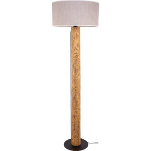 Stehlampe OTTO PRODUCTS Emmo Lampen Gr. 1 flammig, Ø 50 cm Höhe: 164 cm, bunt (braun, schwarz, beige) Stehlampe Standleuchte Standleuchten Hochwertiger Leinen-Baumwoll Lampenschirm, Massivholz, FSC-Zertifikat