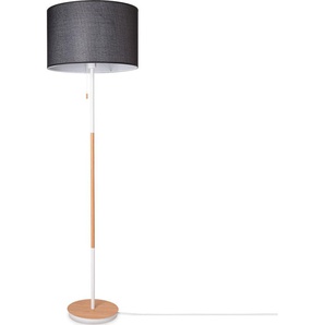 Stehlampe PACO HOME EK CA UNI COLOR Lampen Gr. Ø 45,5 cm Höhe: 157 cm, schwarz (schwarz natur weiß) Paco home Stoffschirm Wohnzimmer Skandi Standleuchte E27 Einfarbig Stofflampe
