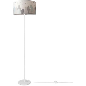 Stehlampe PACO HOME Luca Cosmo Lampen Gr. Ø 38 cm Höhe: 144 cm, weiß Paco home Kinder Lampe Stehlampe Stoff Lampenschirm Babyzimmer Berge Wolken