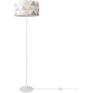 Stehlampe PACO HOME Luca Delta Lampen Gr. Ø 38 cm Höhe: 144 cm, weiß Paco home Wohnzimmer Stoffschirm Dreieck Bunt Stehlampe Textil Standleuchte