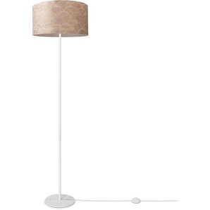 Stehlampe PACO HOME Luca Pillar Lampen Gr. Ø 38 cm Höhe: 144 cm, weiß Paco home Stehlampe Wohnzimmer Mit Stoff Büro Modern Vintage Retro Muster E27