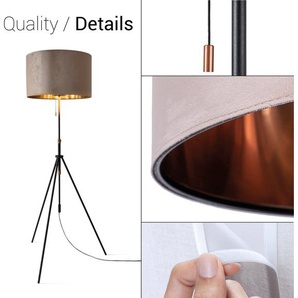 Stehlampe PACO HOME Naomi uni Color Lampen Gr. Höhe: 176,5 cm, schwarz Paco home Wohnzimmer Höhenverstellbar 121,5 bis 176,5 cm Zugschalter Velour