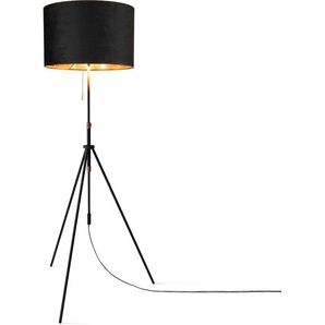 Stehlampe PACO HOME Naomi uni Color Lampen Gr. Höhe: 176,5 cm, schwarz Paco home Wohnzimmer Höhenverstellbar 121,5 bis 176,5 cm Zugschalter Velour