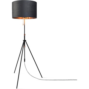 Stehlampe PACO HOME Naomi uni Color Lampen Gr. Höhe: 176,5 cm, schwarz Paco home Wohnzimmer Höhenverstellbar 121,5 bis 176,5 cm Zugschalter Velour