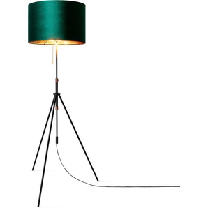 Stehlampe PACO HOME Naomi uni Color Lampen Gr. Höhe: 176,5 cm, schwarz Standleuchten Wohnzimmer Höhenverstellbar 121,5 bis 176,5 cm Zugschalter Velour