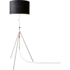 Stehlampe PACO HOME Naomi uni Color Lampen Gr. Höhe: 176,5 cm, weiß Paco home Wohnzimmer Höhenverstellbar 121,5 bis 176,5 cm Zugschalter Velour