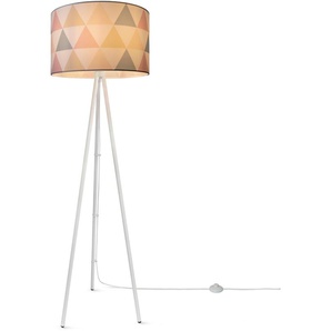 Stehlampe PACO HOME Trina Delta Lampen Gr. Höhe: 148,5 cm, weiß Standleuchten Stehlampe Leselampe Stofflampenschirm Dreieck Rund E27 Textil Bunt