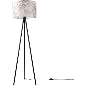 Stehlampe PACO HOME Trina Kuba Lampen Gr. Höhe: 148,5 cm, schwarz Paco home Stehlampe Wohnzimmer Schlafzimmer Lampenschirm Beige Palme Stoff
