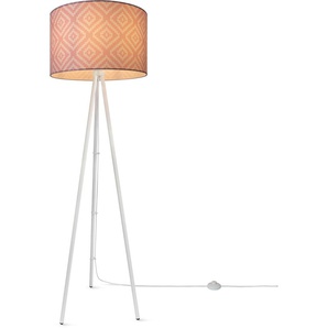 Stehlampe PACO HOME Trina Stella Lampen Gr. Höhe: 148,5 cm, weiß Standleuchten Dreibein Modern Stofflampenschirm Vintage Design Textil Wohnzimmer