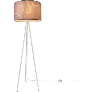 Stehlampe PACO HOME Trina Tribal Lampen Gr. Höhe: 148,5 cm, weiß Standleuchten Stehlampe Dreibein Mit Lampenschirm Stoff Stativ Modern Vintage Uni
