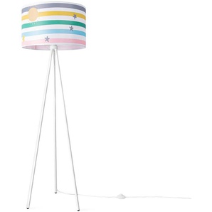 Stehlampe PACO HOME TRINA TWEET 462 STRI Lampen Gr. Höhe: 148,5 cm, weiß Paco home Kinderlampe Kinderzimmer Streifen Regenbogen Hell Bunt Pastell E27